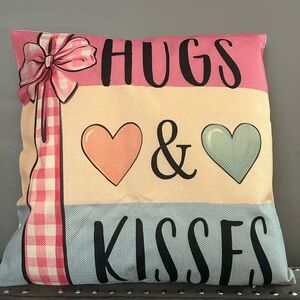 "Hugs & Kisses" Valentine Cushion 18x18
